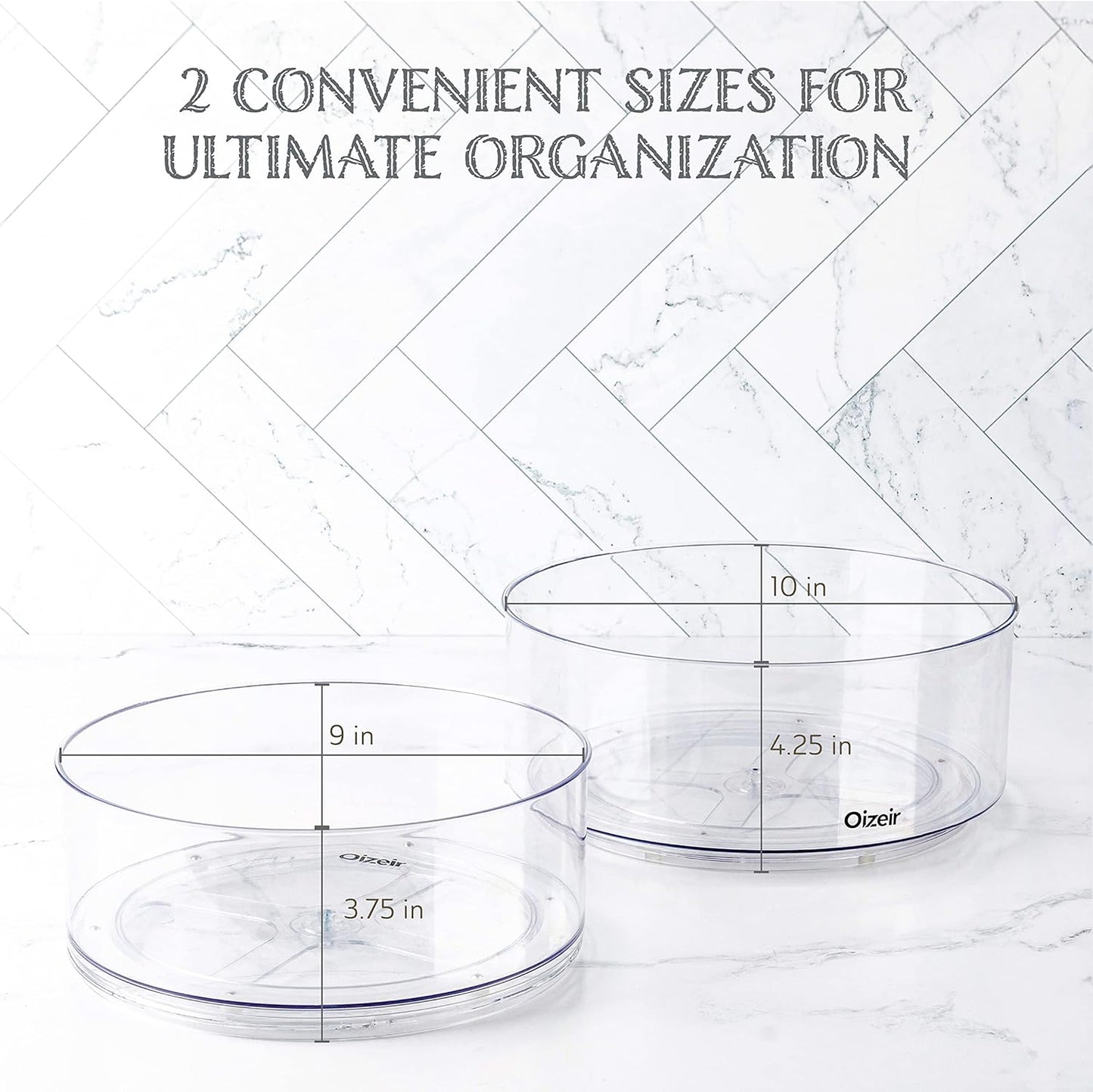 Lazy Susan Turntable (2-Pack) - Clear Acrylic, Rotates 360 Degrees, Easily Organize Your Fridge