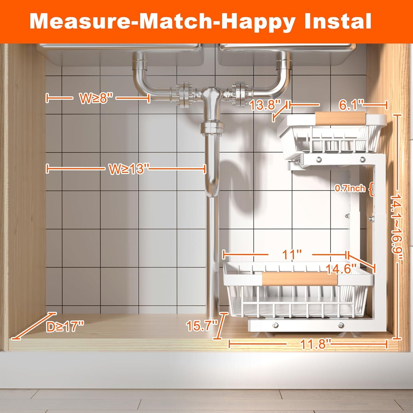 Under Sink Organizer, 2 Pack 2 Tier Under Sink Organizers and Storage