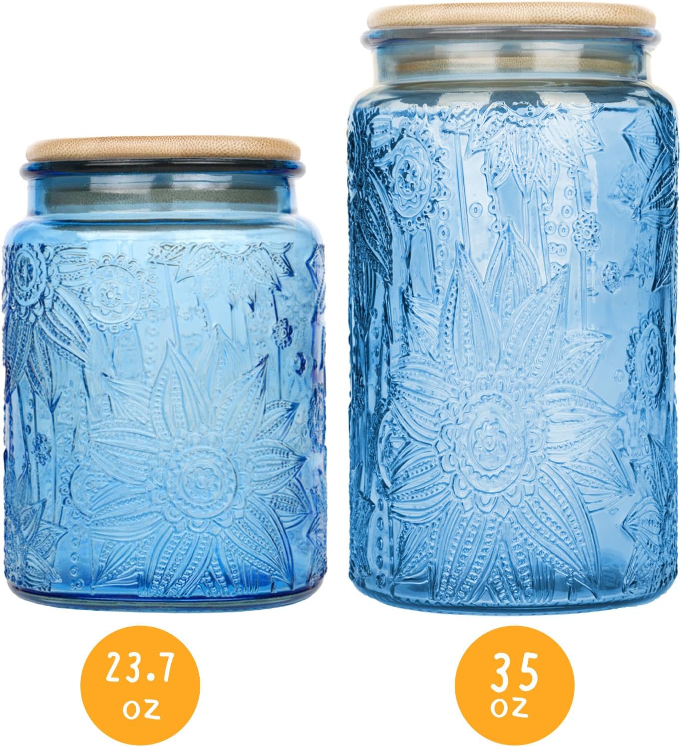 Glass Storage Jars With Airtight Lid, 35oz Canister For Kitchen Counter with Bamboo Lid