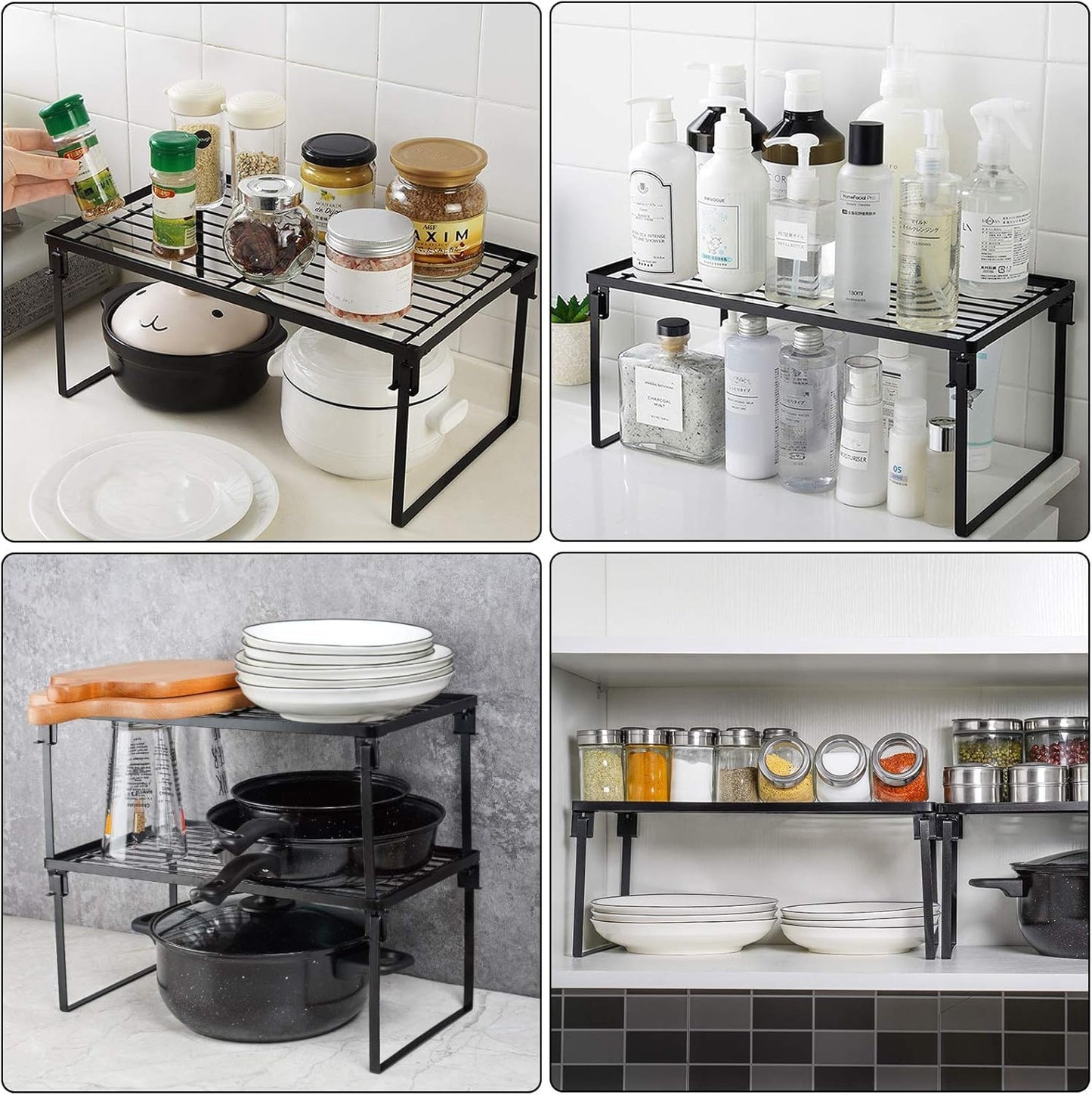 [2 Pack] Stackable Kitchen Storage Shelf Rack
