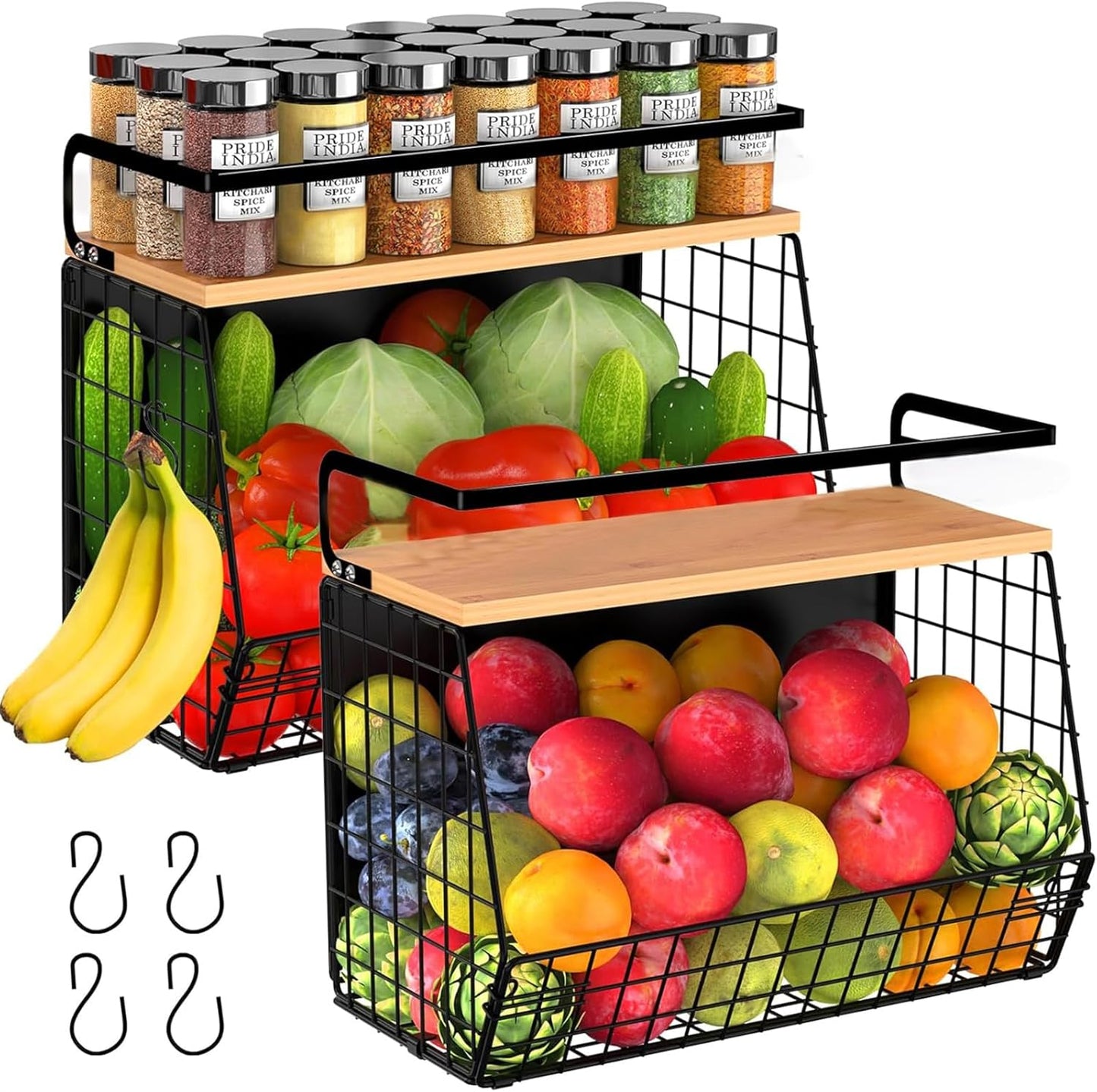 2 Pack Magnetic Spice Storage Rack Organizer for Refrigerator