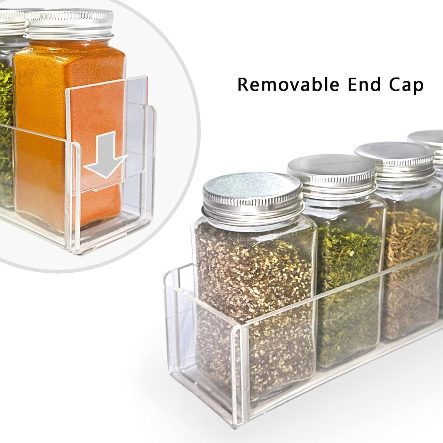 Adhesive Acrylic Spice Rack Organizer for Wall with 2 Nano Double Sided Tape