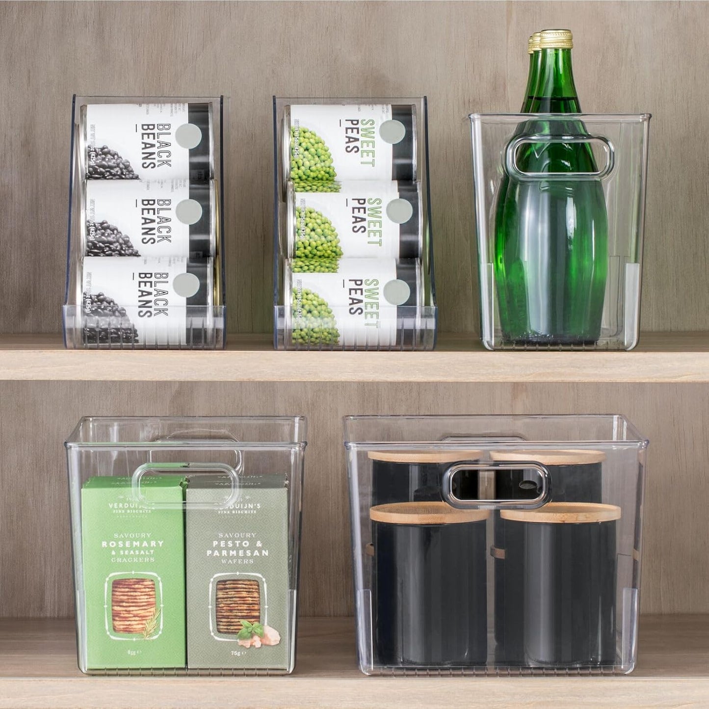 Plastic Modern Kitchen, Pantry Food Storage Container Bin w/ Handles - Cabinet, Fridge/Freezer