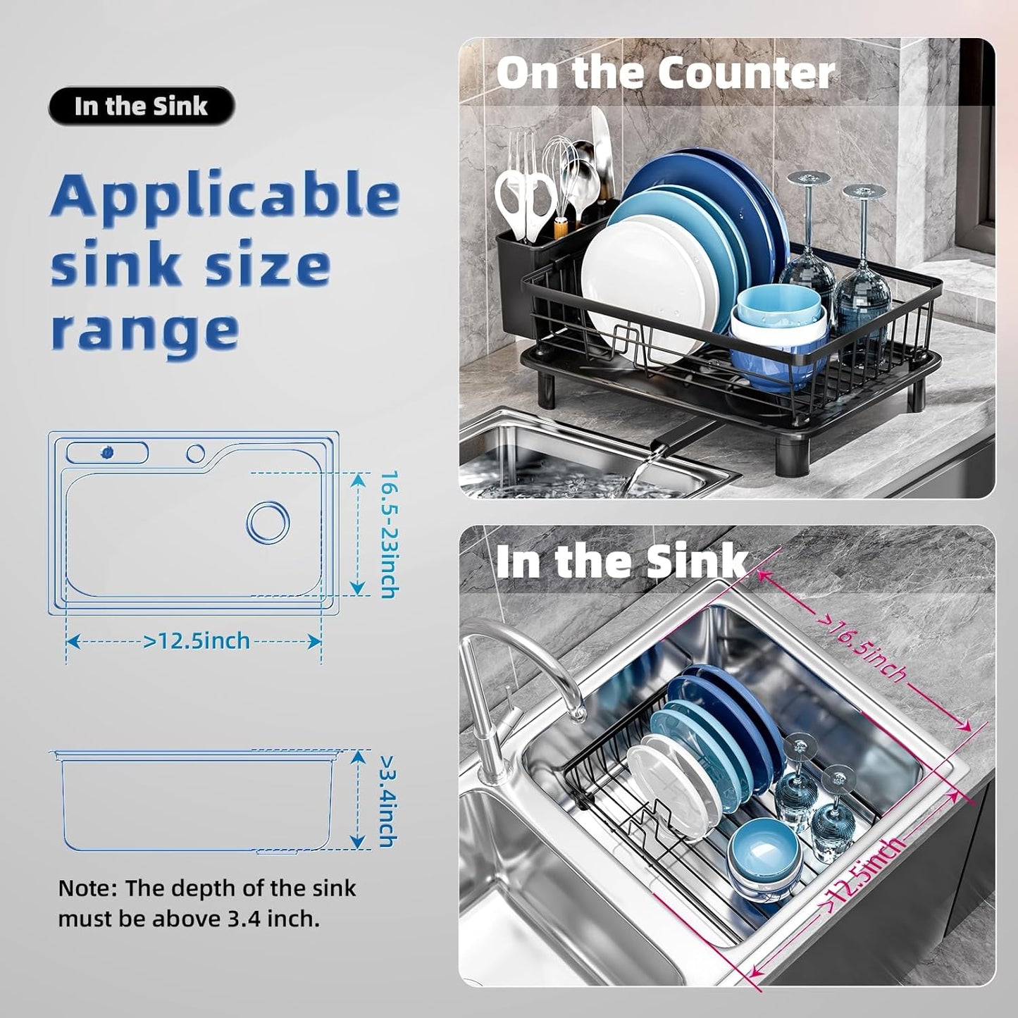 Dish Drying Rack, Stainless Steel-Dish Rack, Dish Racks for Kitchen Counter