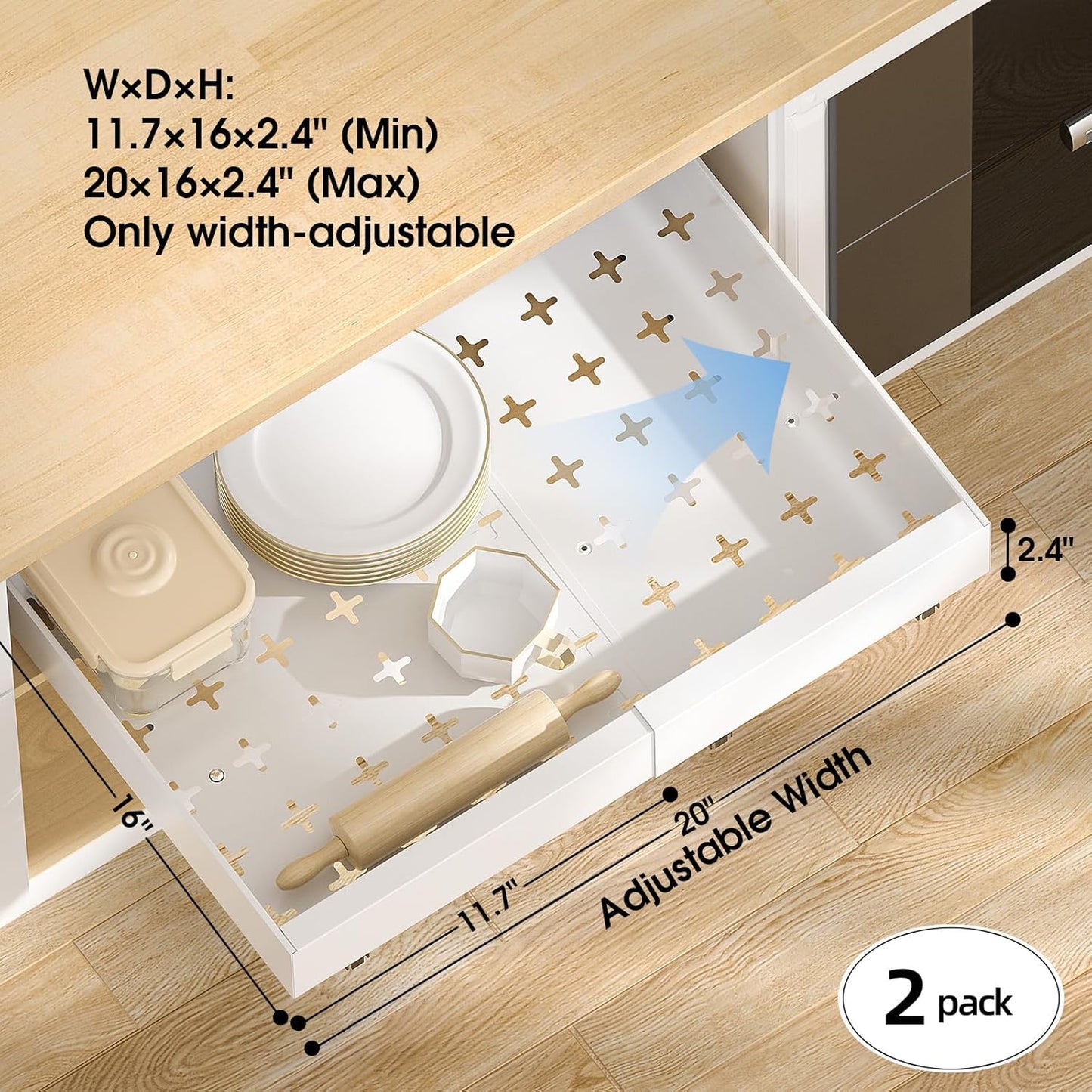16" Deep Pull Out Cabinet Organizer with 6 Dividers