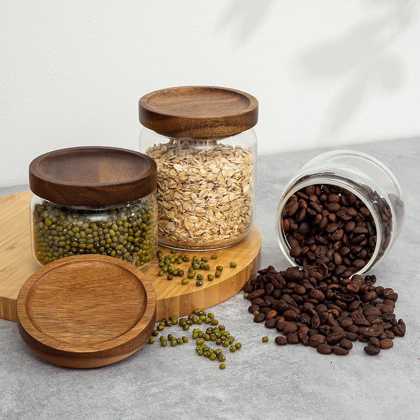 2PCS Small Glass Storage Jars with Airtight Lids