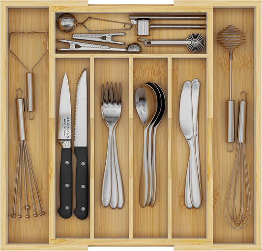 Bamboo Utensil Organizer for Kitchen Drawers