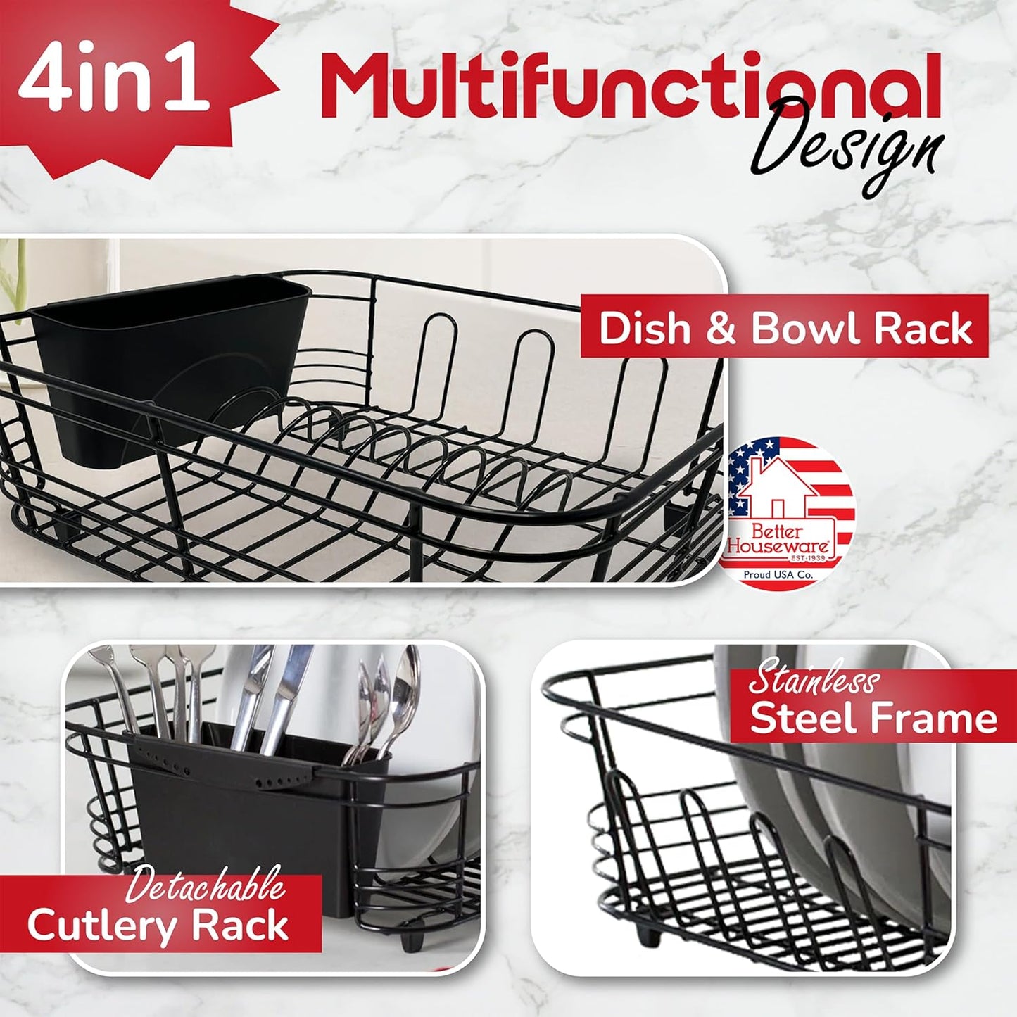 In Sink Dish Drying Rack, Dish Drying Rack in Sink with Non-Slip Handles