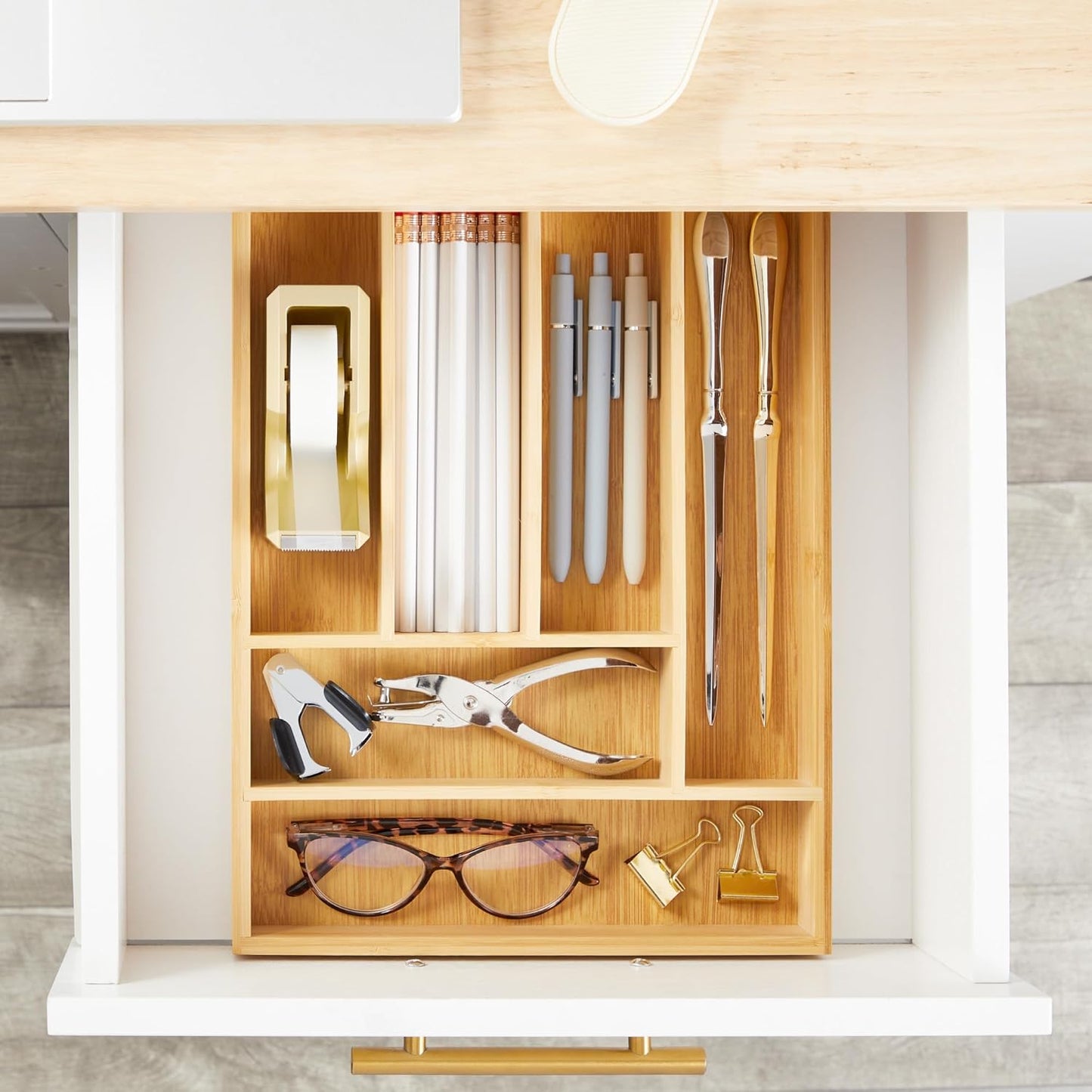 Silverware Organizer Tray - Brown Bamboo, 6-Slot