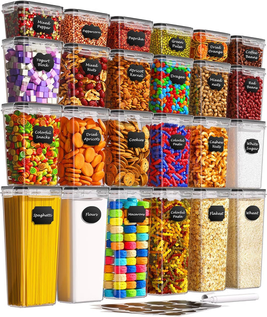 Airtight Food Storage Containers with Lids, 24 PCS Kitchen and Pantry Organization Canisters