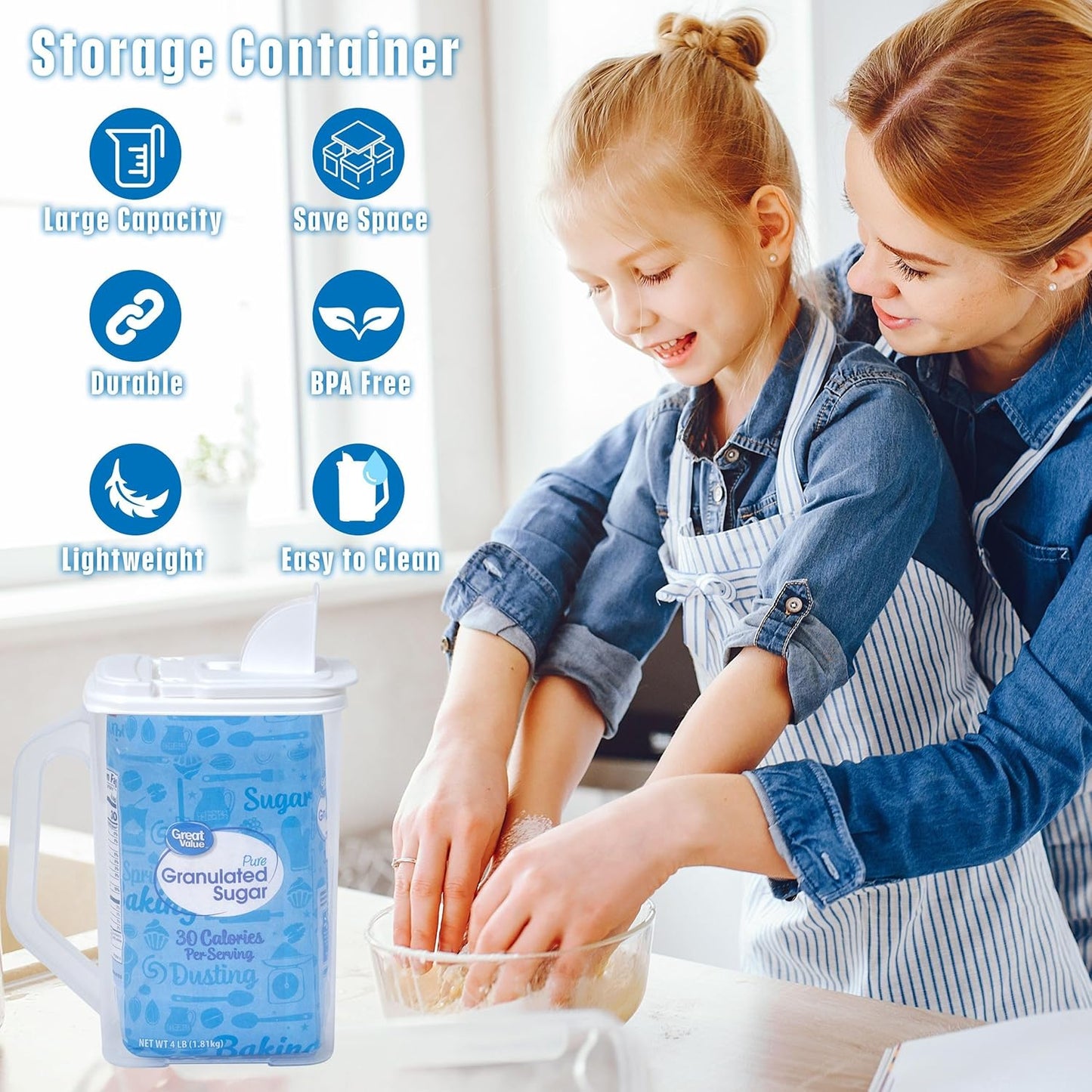 Kitchen Pantry Container - Easy Grip Handle for Mess Free Use