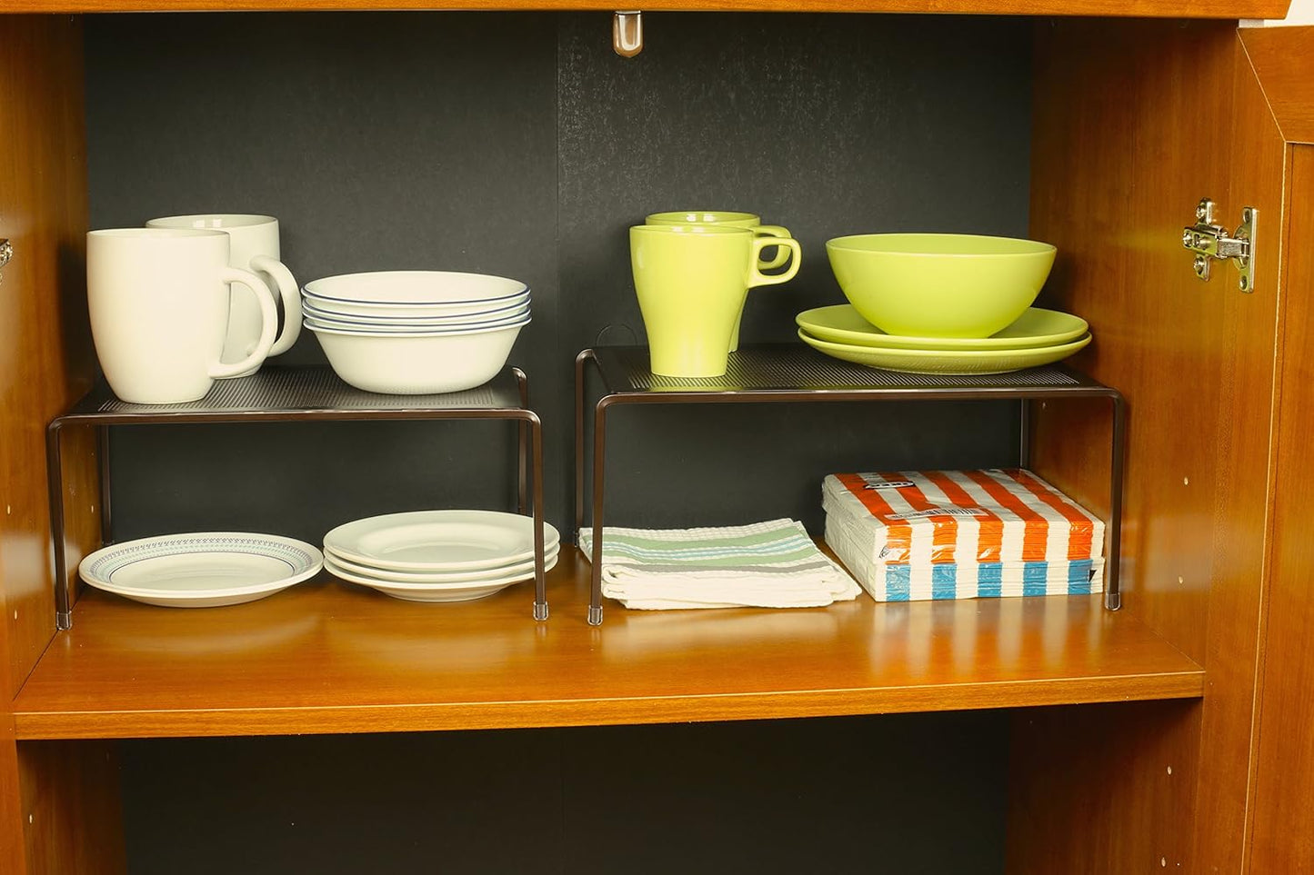 Expandable Cabinet Shelf Organizer for Kitchen Cabinet and Counter, Bronze