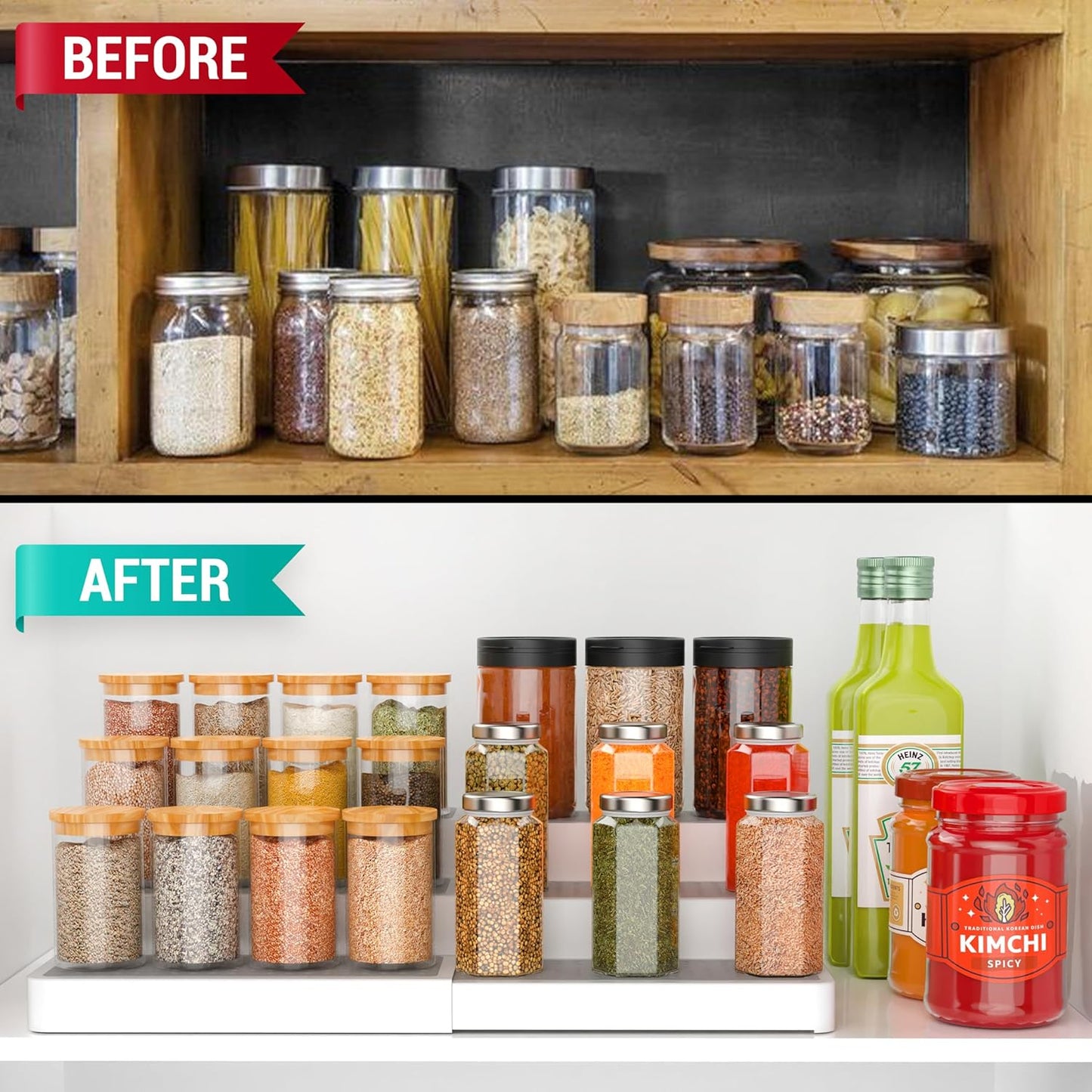 Expandable Spice Rack Organizer for Cabinet (2 Pack)