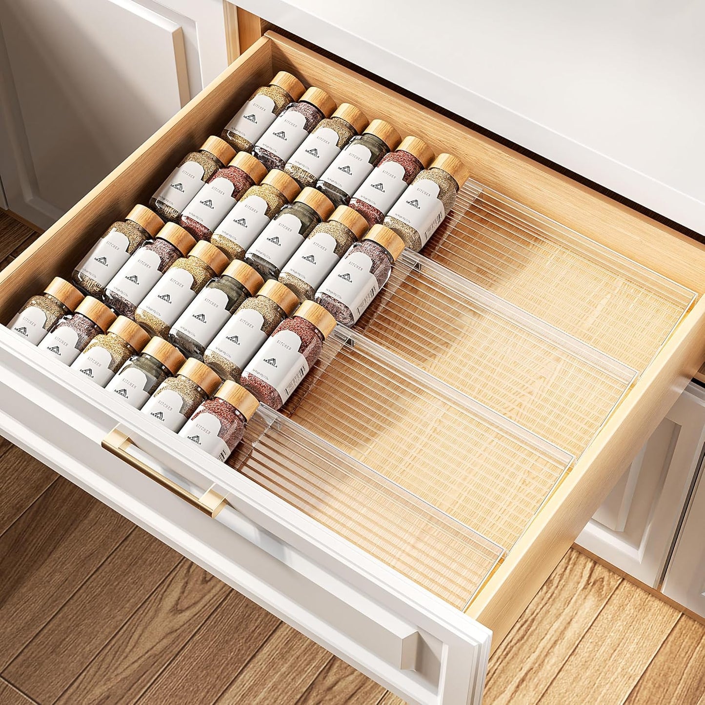 Clear Spice Drawer Organizer, 4 Tier- 2 Set (8 Packs) Spice Rack for Drawer