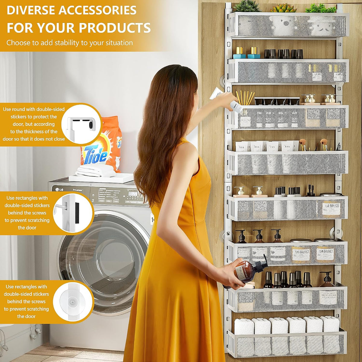 8-Tier Over The Door Pantry Organizer with Mesh Baskets
