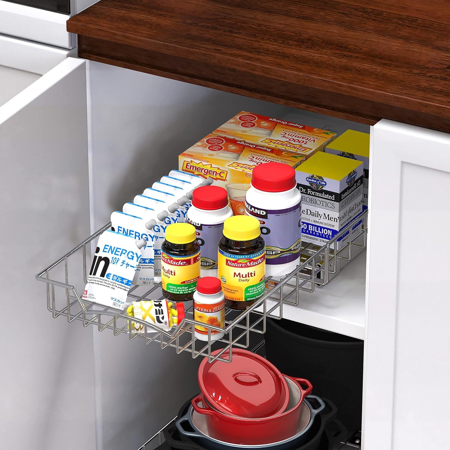 Under Cabinet Pull Out Sliding Shelf Drawer Organizer, 21" D x 11" W