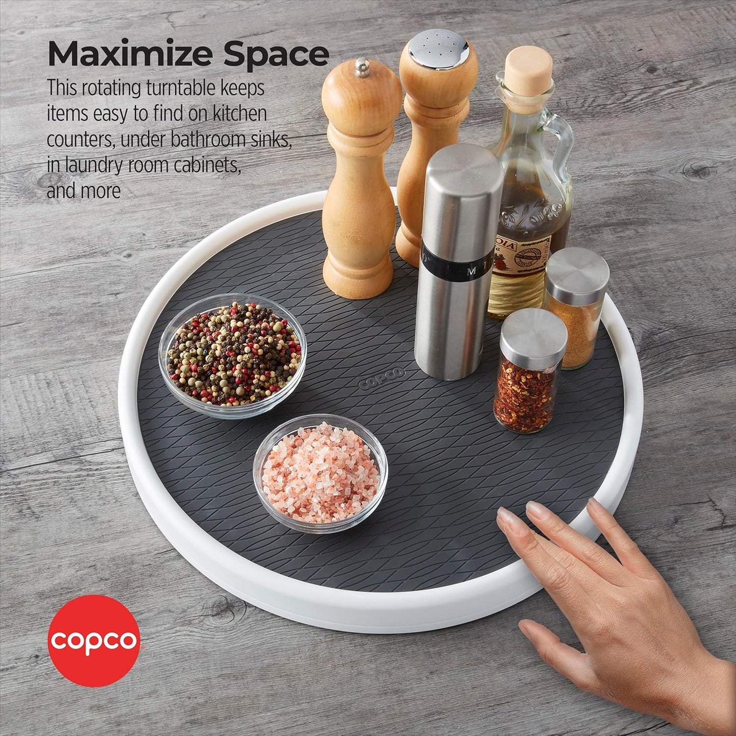 Pro 15-Inch Lazy Susan Turntable, Non-Skid Pantry or Cabinet Organizer for Spices, Condiments