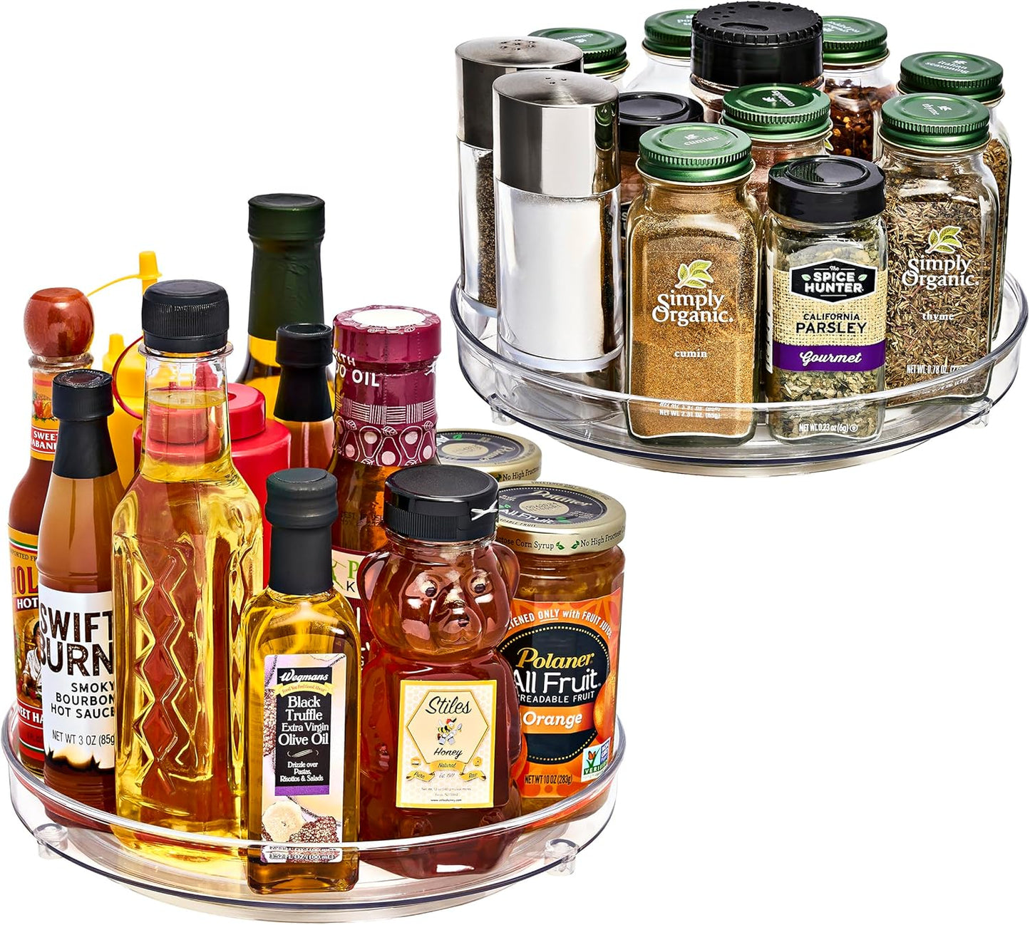 9 Inch Flat Clear Lazy Susan Organizer, Turntable Organizer for Spice Organization for Cabinet