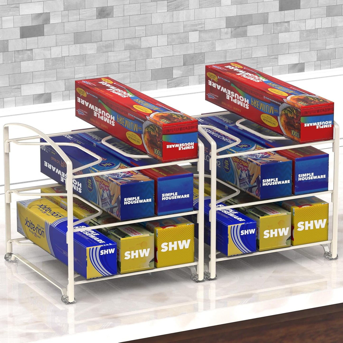Kitchen Wrap Organizer Rack, White