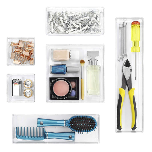 Clear-Set Includes 6 Individual Pieces Modular Drawer Organizers