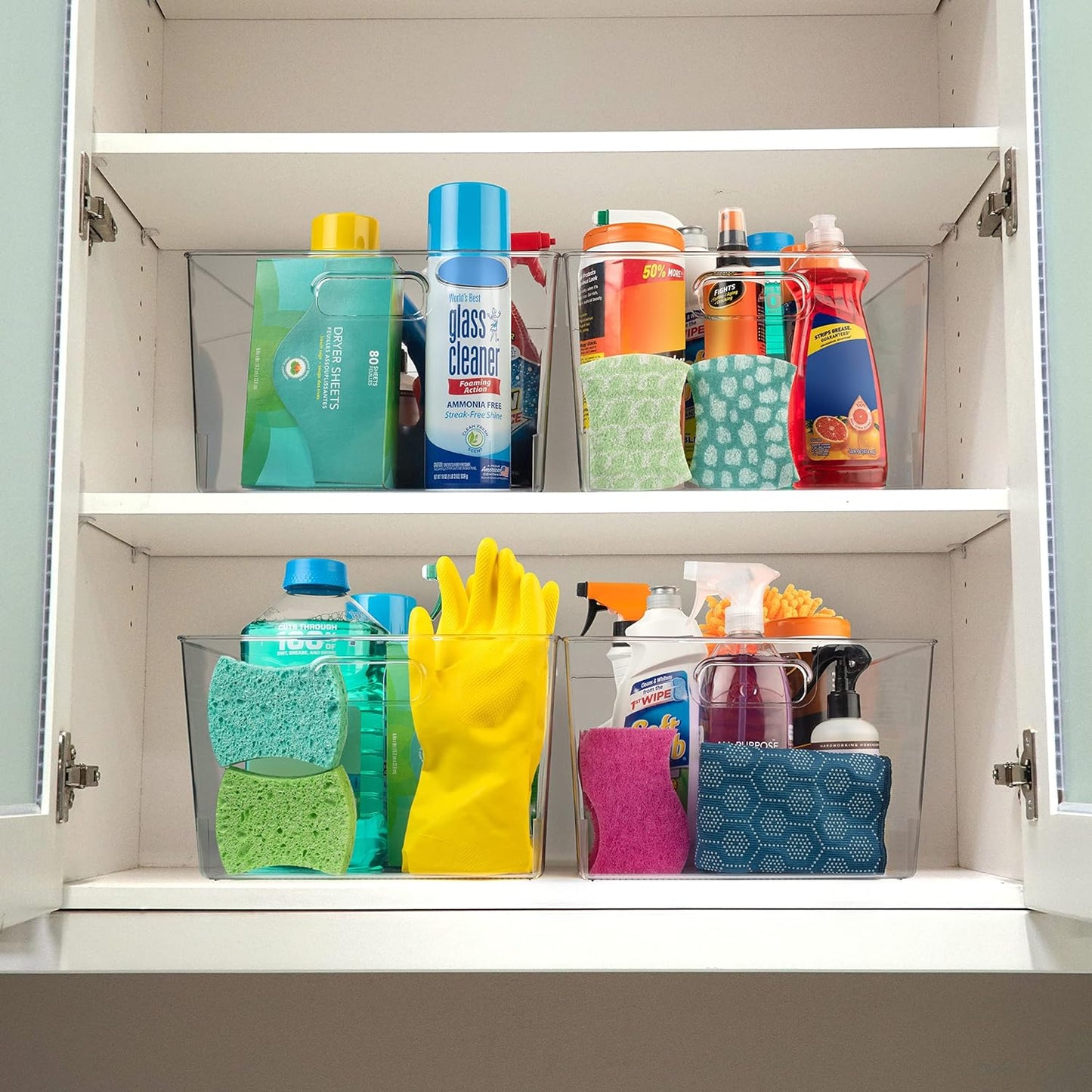 Clear Plastic Storage Bins – XL 4 Pack Perfect for Kitchen,Fridge, Pantry Organization