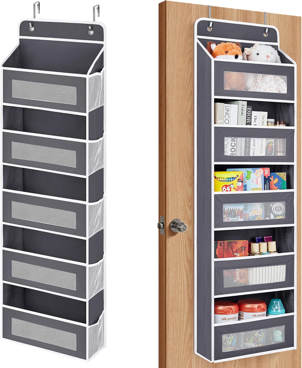 Over The Door Organizer, 5 Shelf Door Hanging Organizer with 5 Large Pockets