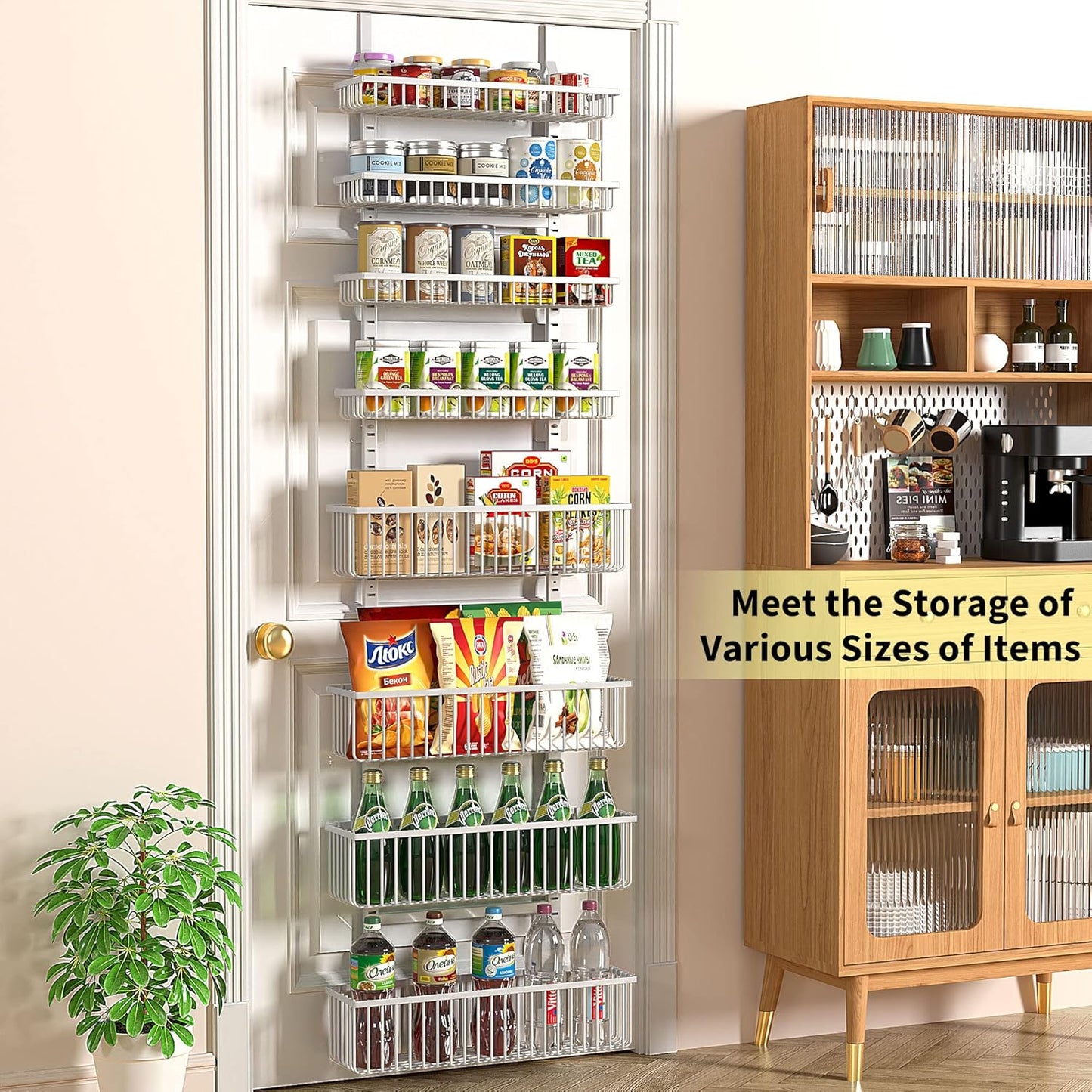 White Over The Door Pantry Organizer, Pantry Organization and Storage