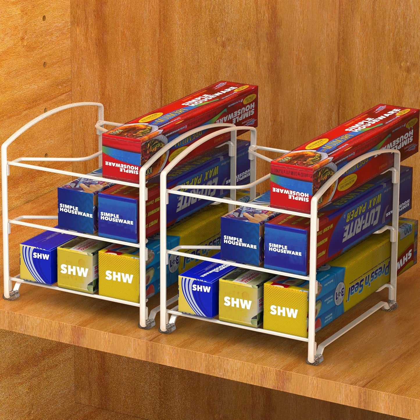 Kitchen Wrap Organizer Rack, White