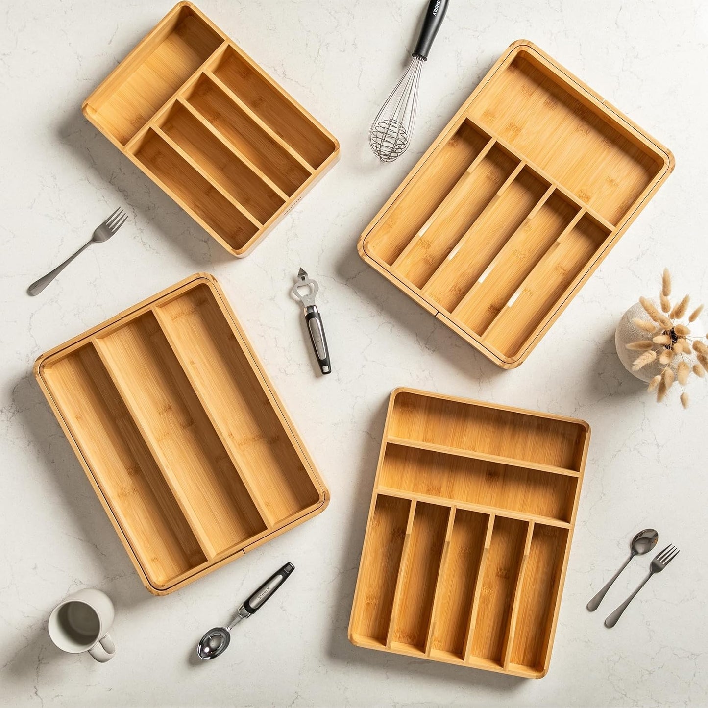Silverware Drawer Organizer – Bamboo Kitchen Drawer Organizer
