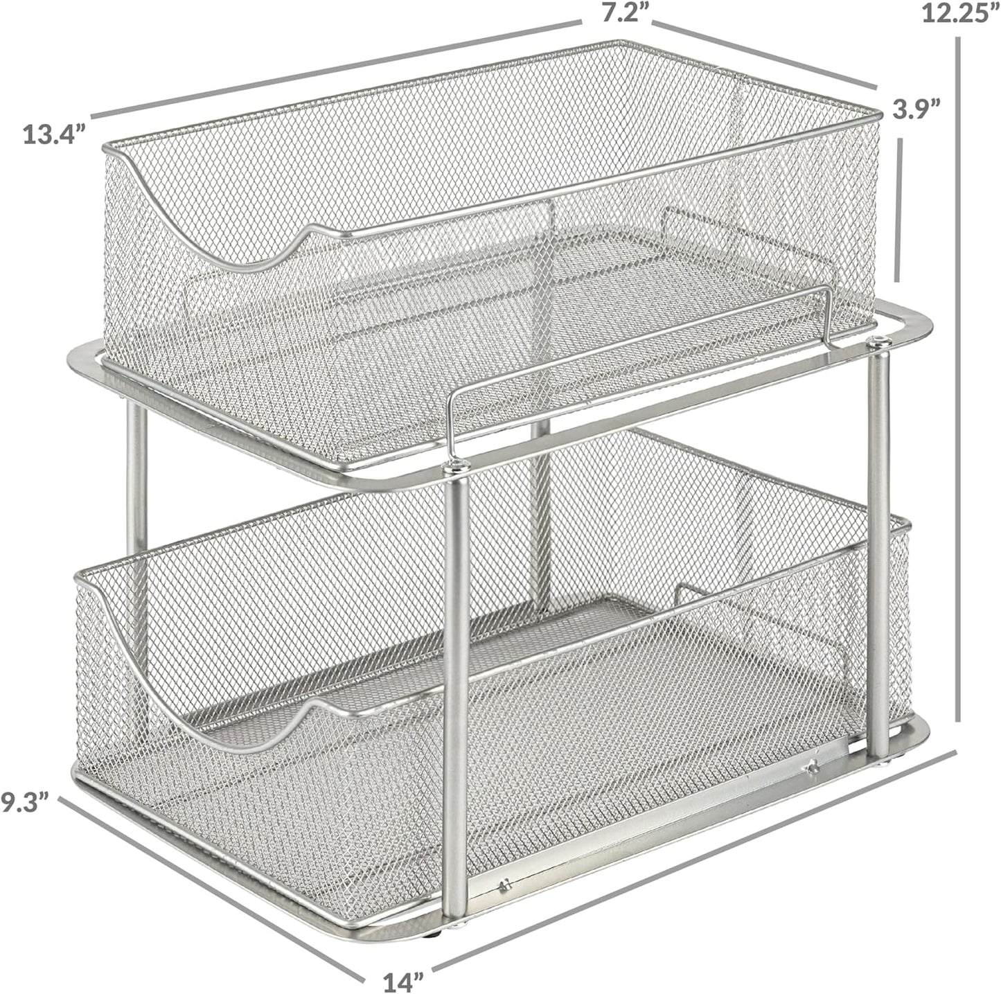2 Tier Metal Under Sink Organizer for Bathroom, Kitchen