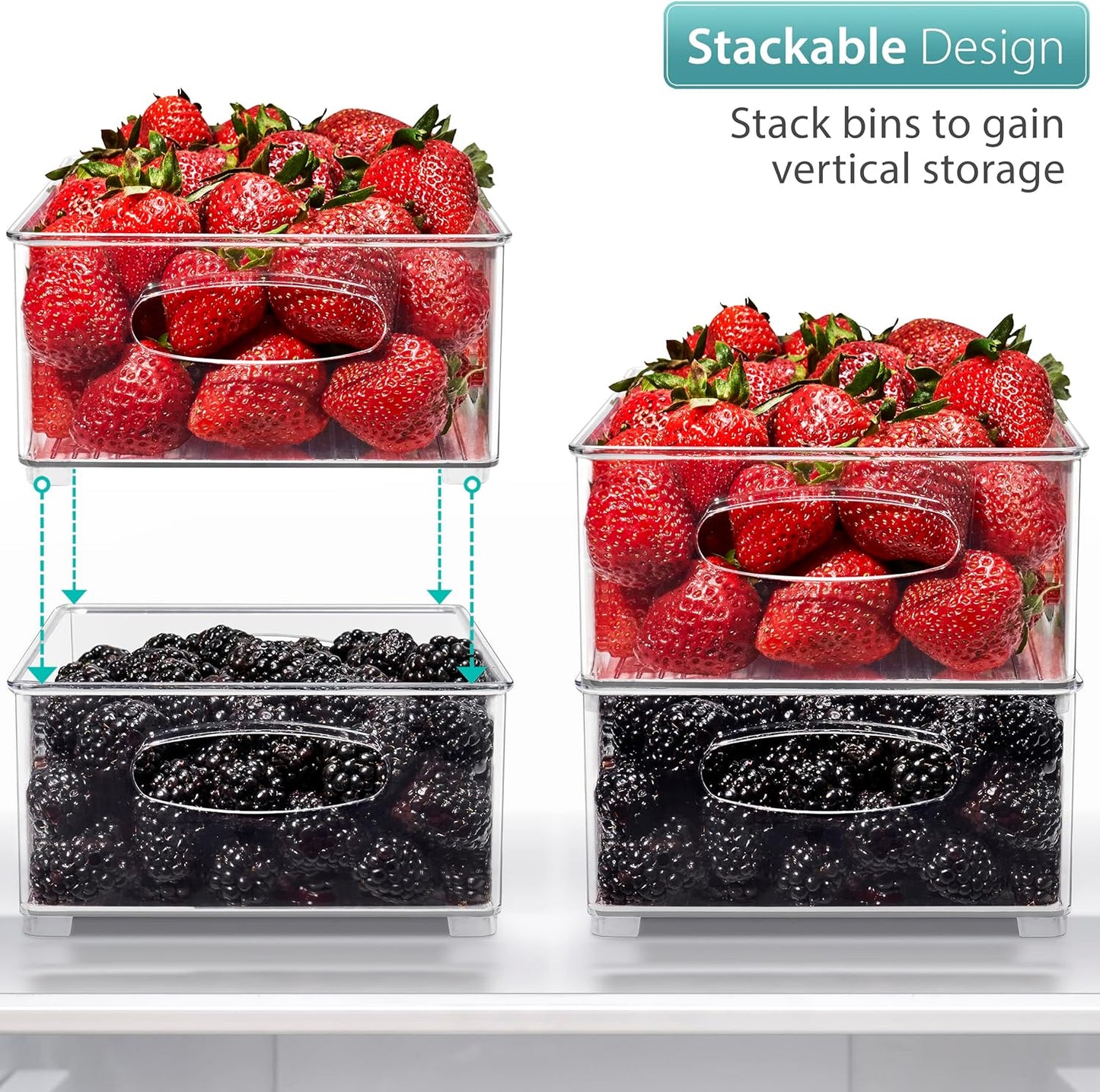 Stackable Refrigerator Organizer Bins - Clear Storage Bins for Kitchen Pantry