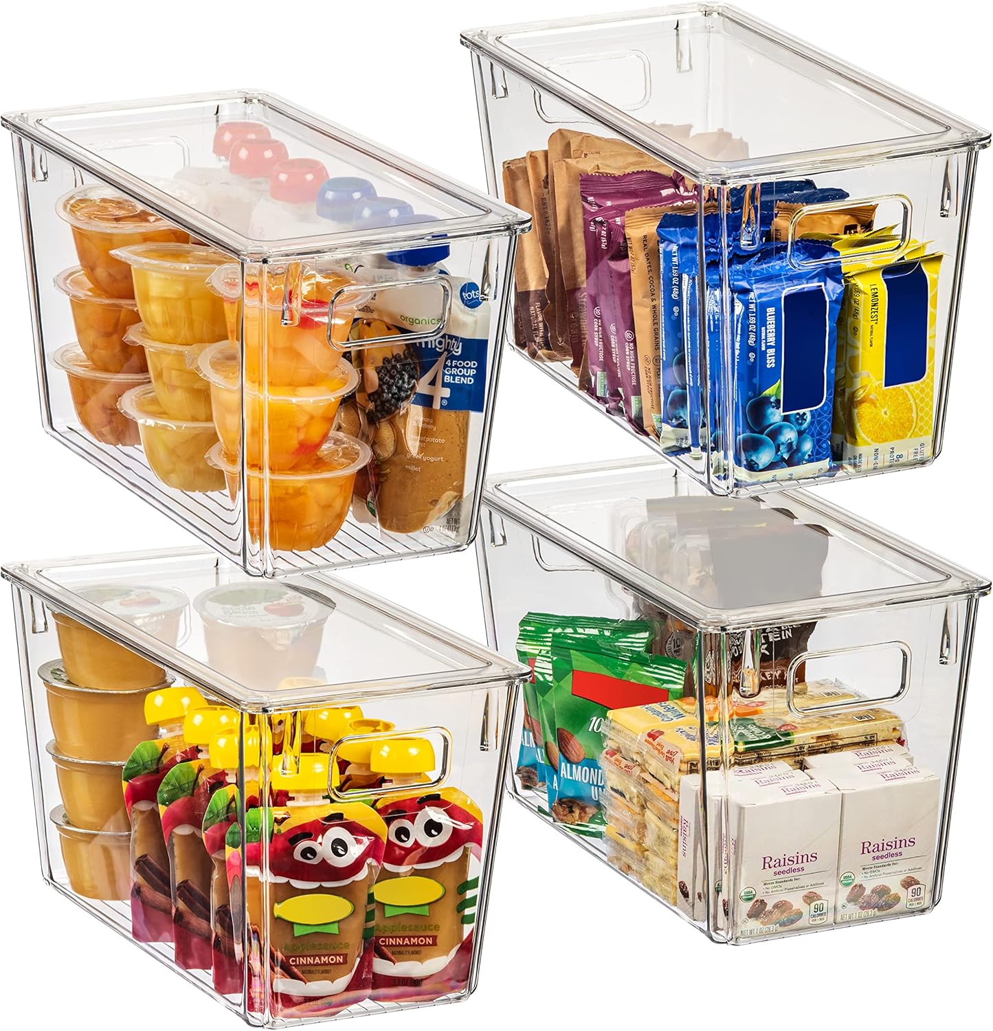 Modern Plastic Storage Bins with Lids – Perfect Kitchen Organization or Pantry Fridge Organizer