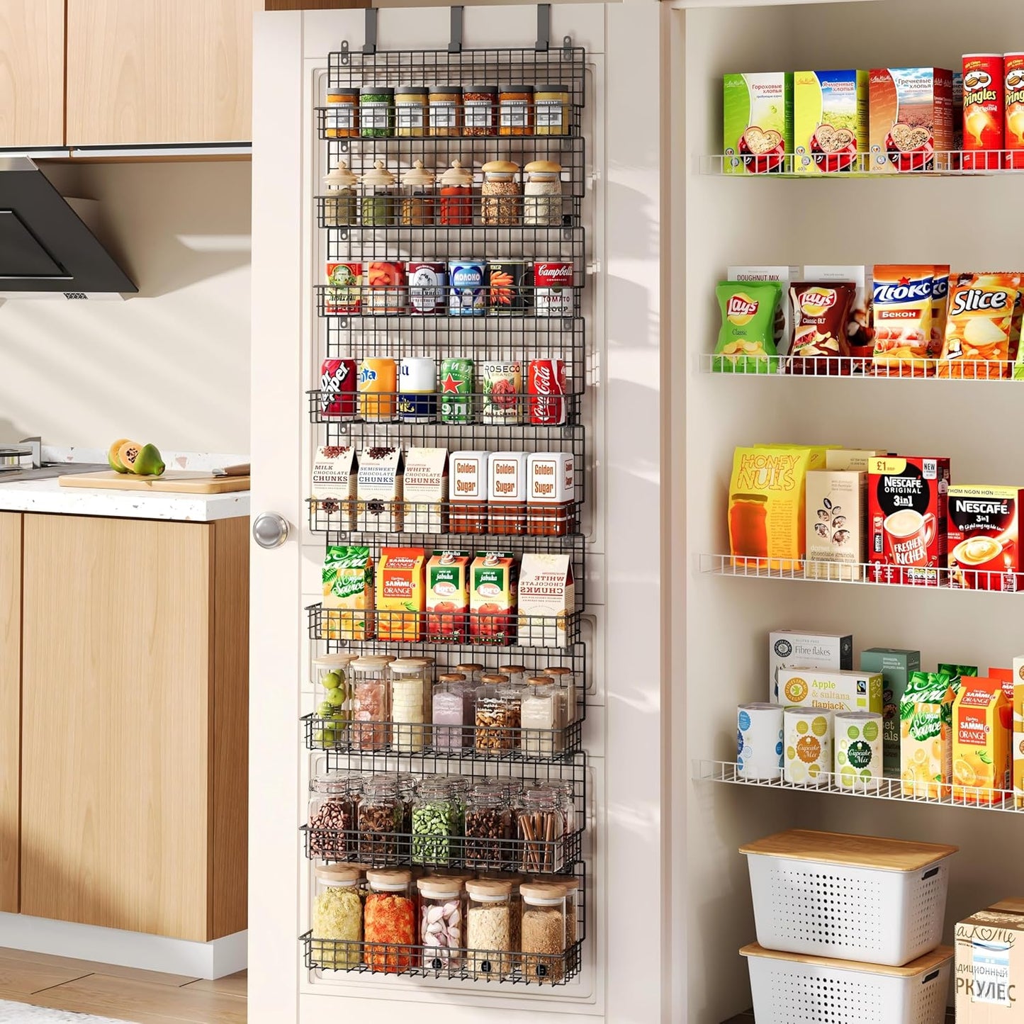 9-Tier Spice Rack Organizer with Door Hook, Wall Mount