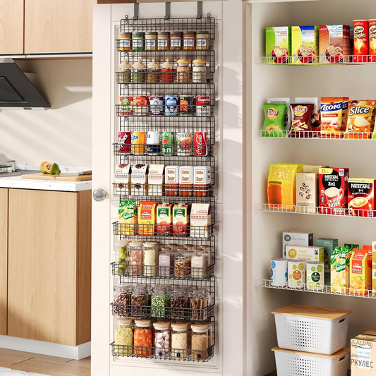 9-Tier Spice Rack Organizer with Door Hook, Wall Mount
