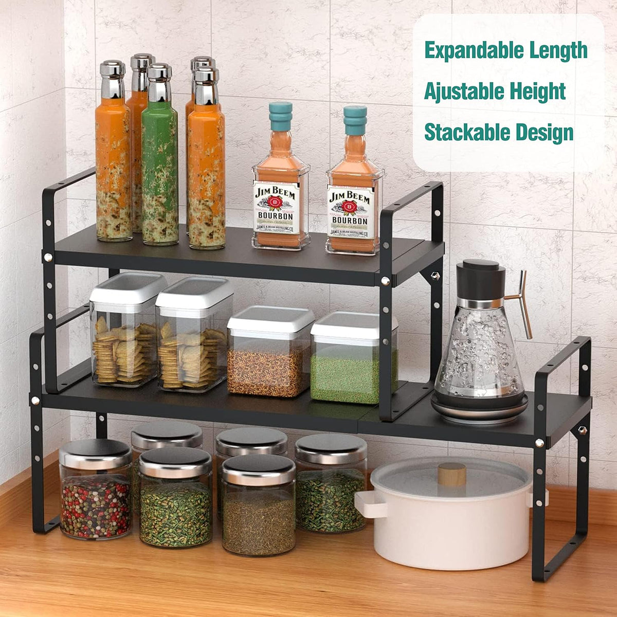 SUZLON Expandable Cabinet Shelf Organizer Rack