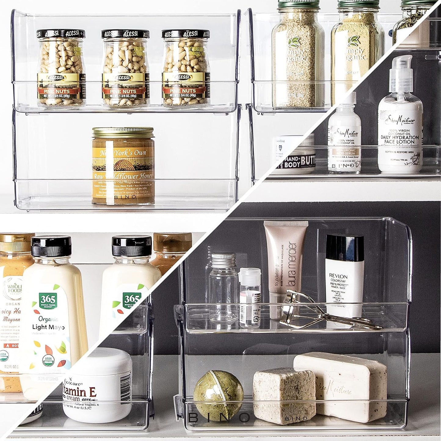 Stackable Plastic Storage Bins, Large | THE MYRIAD COLLECTION | Multipurpose Bins | Pantry Organizers And Storage | Home Organization Containers | Clear Plastic Fridge Bin | Freezer Organizer