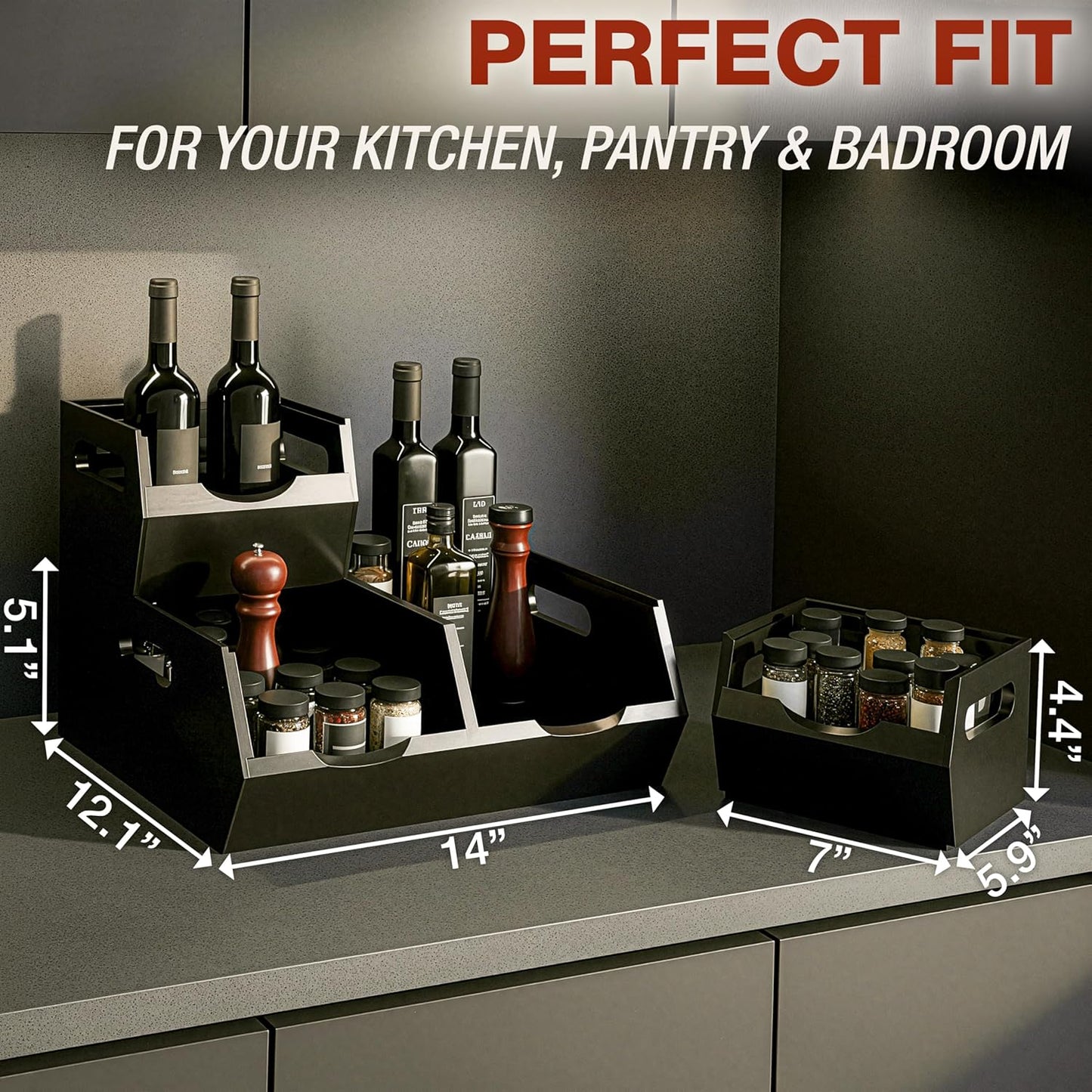 Stackable Solid Wood Storage Bins for Pantry & Countertop