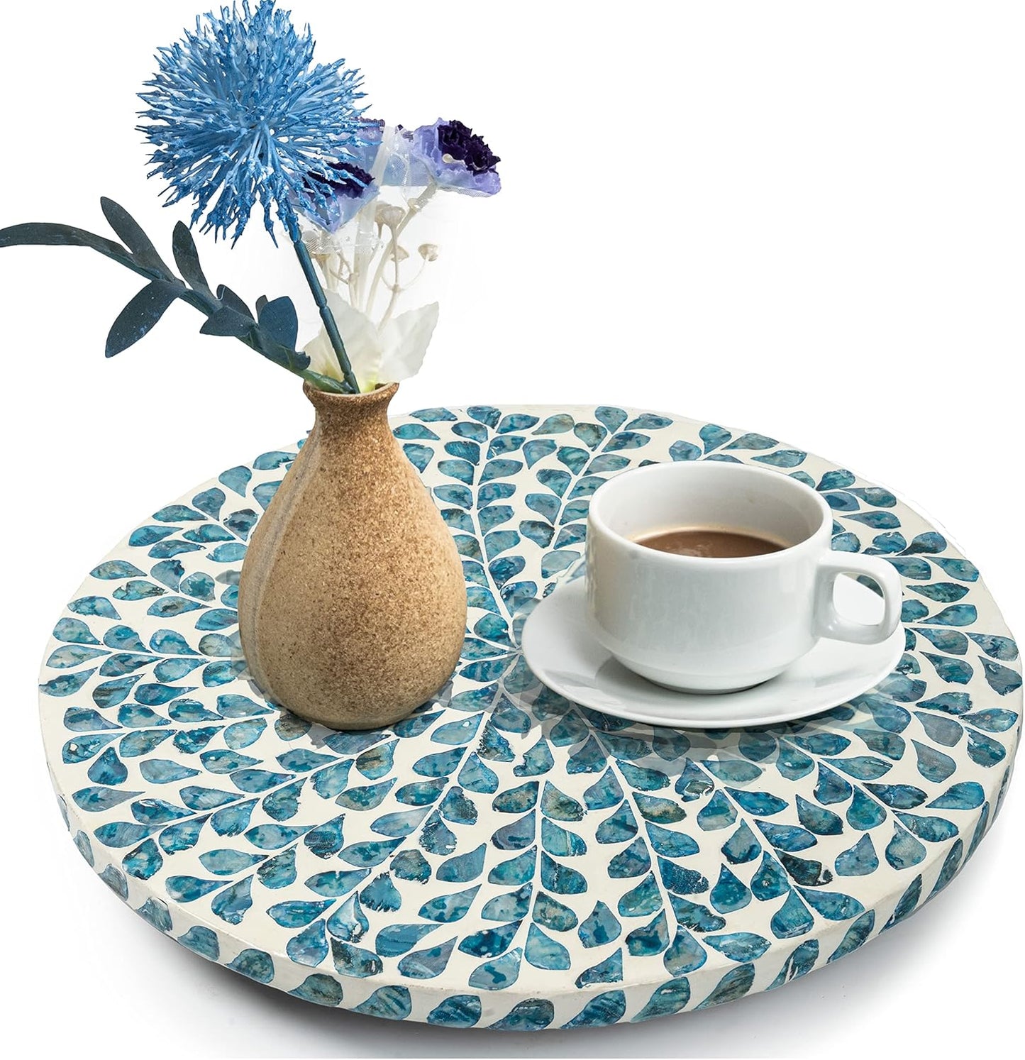 Lazy Susan for Countertop - Lazy Susan for Table, Mother of Pearl Turntable Organizer