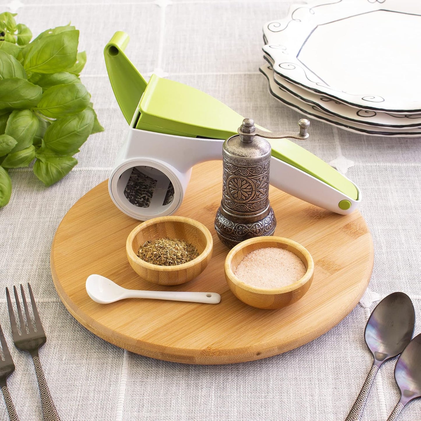 Lazy Susan Organizer for Cabinet, Pantry or Tabletop – 10" Bamboo Turntable for Kitchen