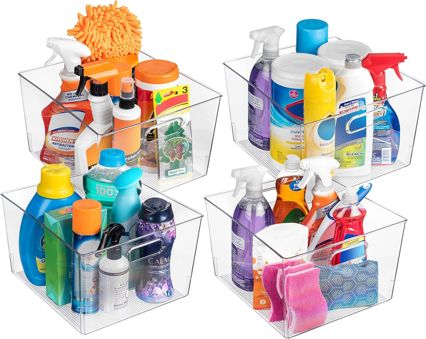 Clear Plastic Storage Bins – XL 4 Pack Perfect for Kitchen,Fridge, Pantry Organization