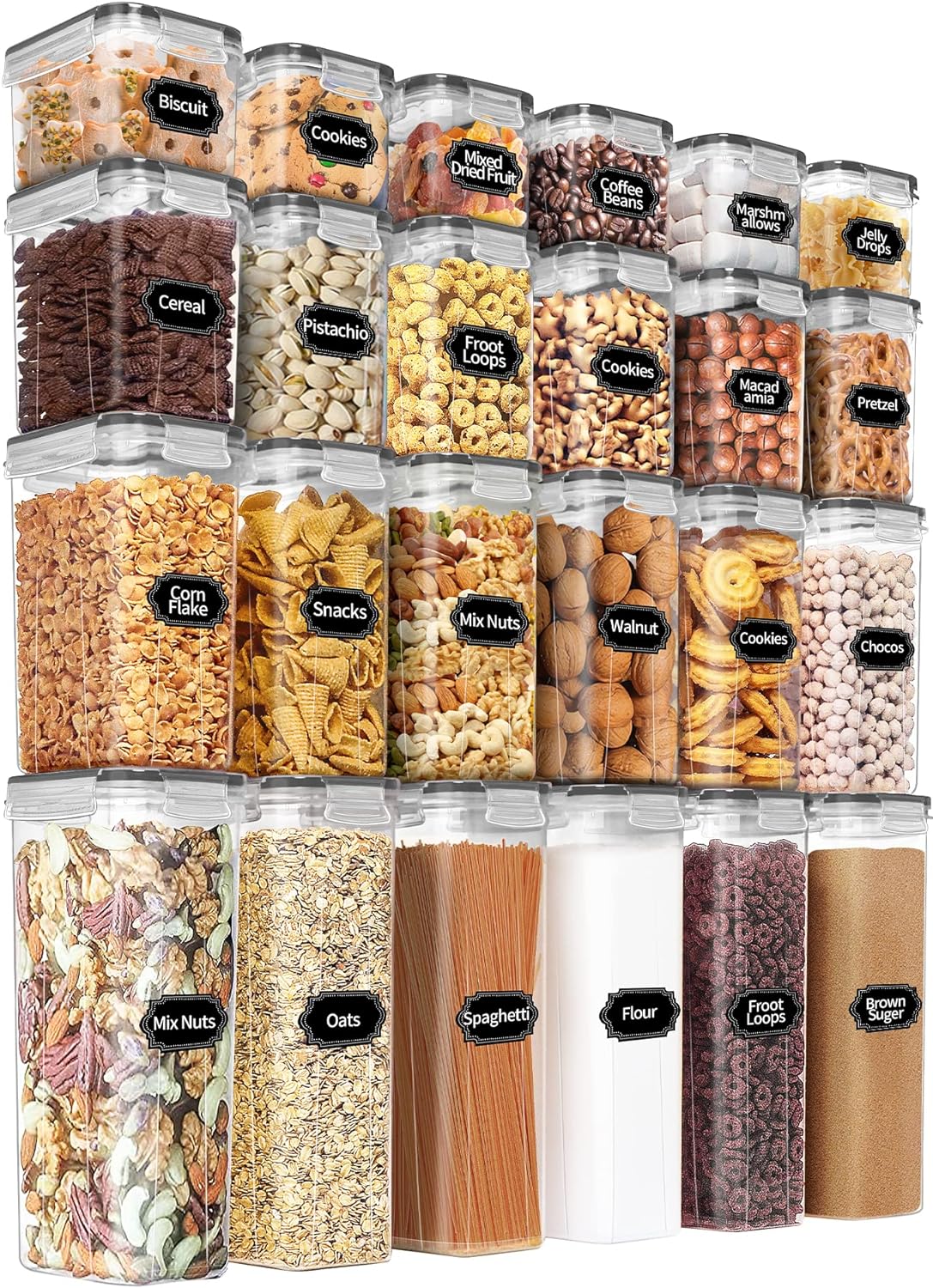 Airtight Food Storage Containers Set with Lids - 24 PCS, BPA Free Kitchen and Pantry Organization