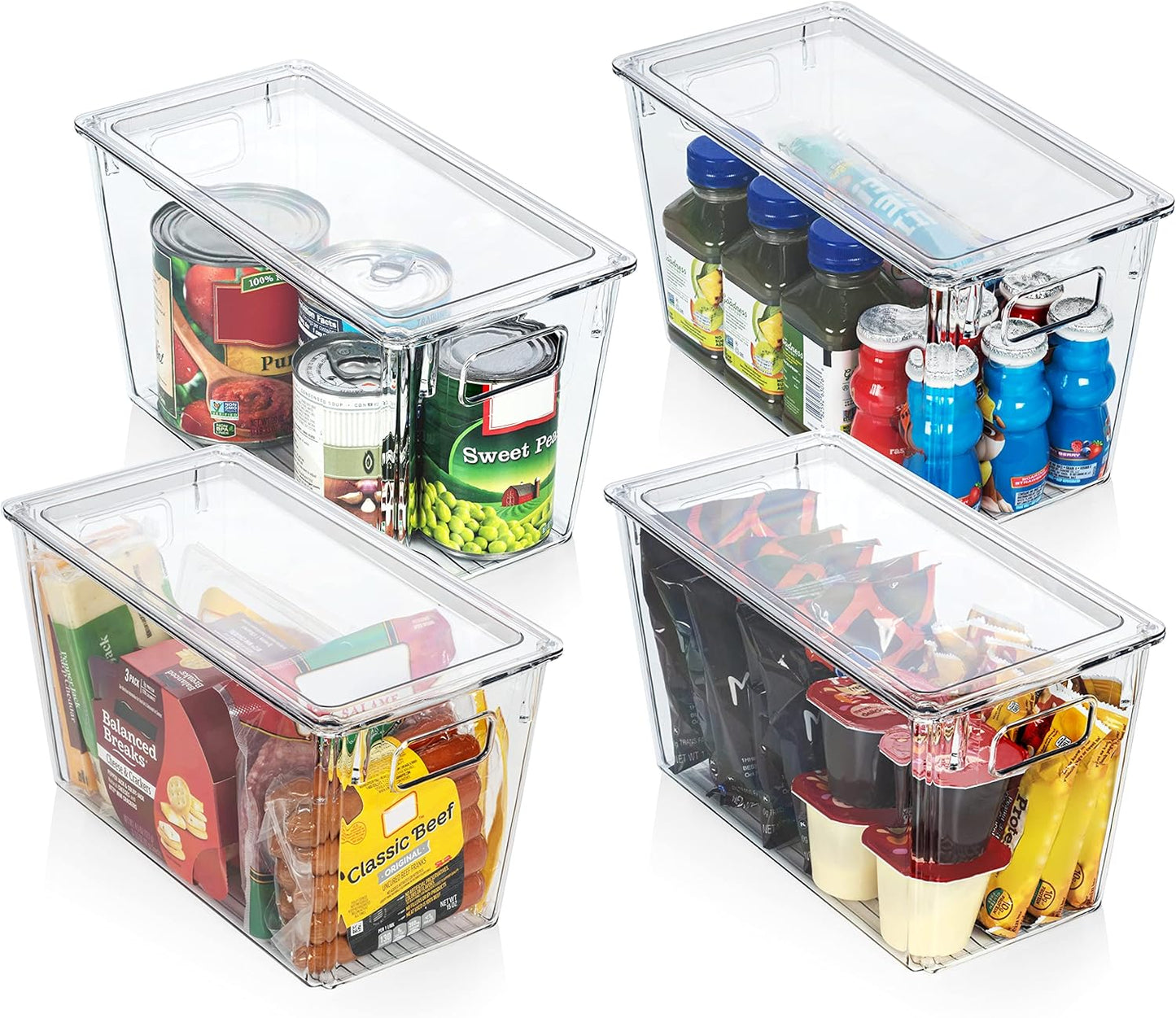 Modern Plastic Storage Bins with Lids – Perfect Kitchen Organization or Pantry Fridge Organizer