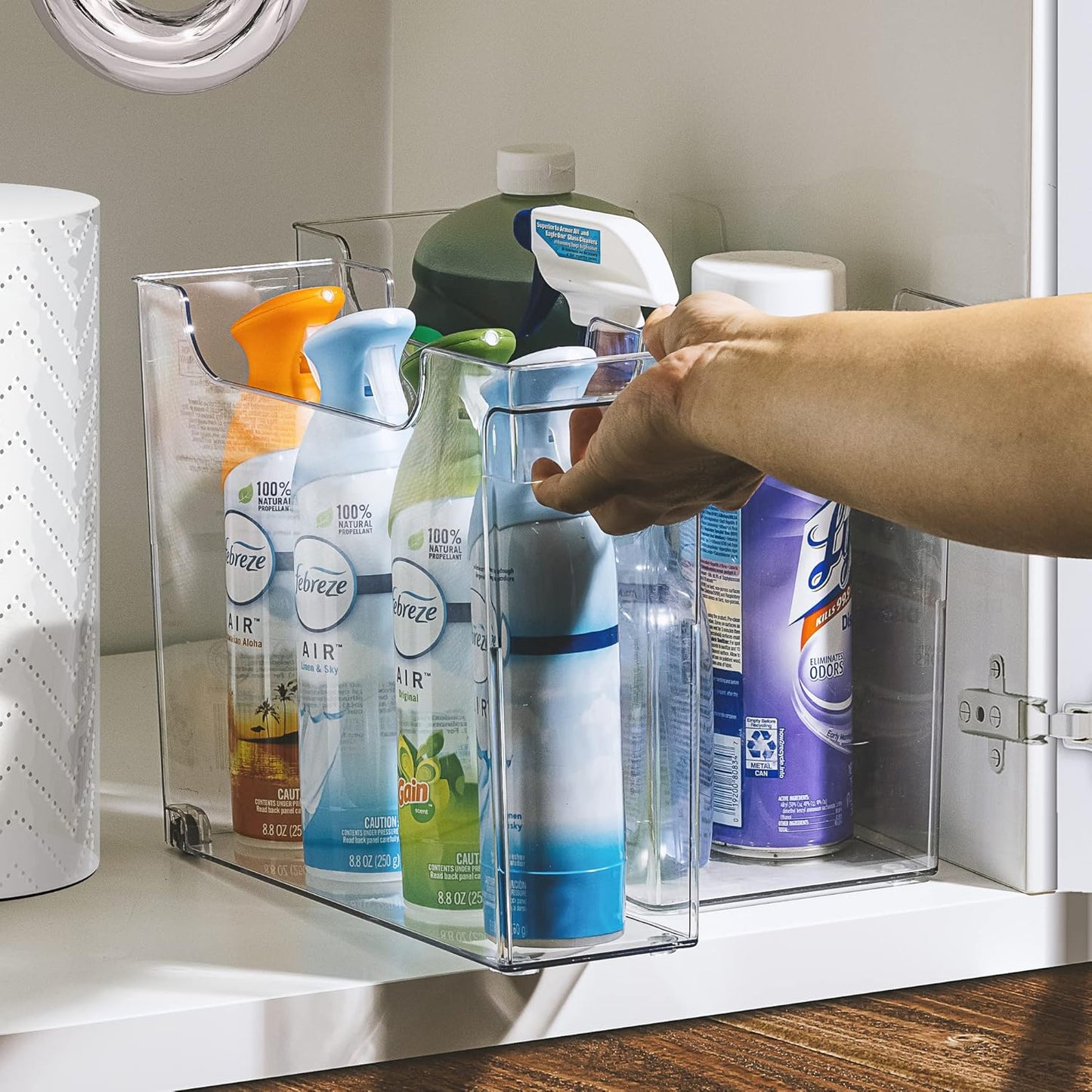 Roll Out Bottle Organization Bins - 2 Sizes Pantry Under Sink Organizer with Wheels & Handles