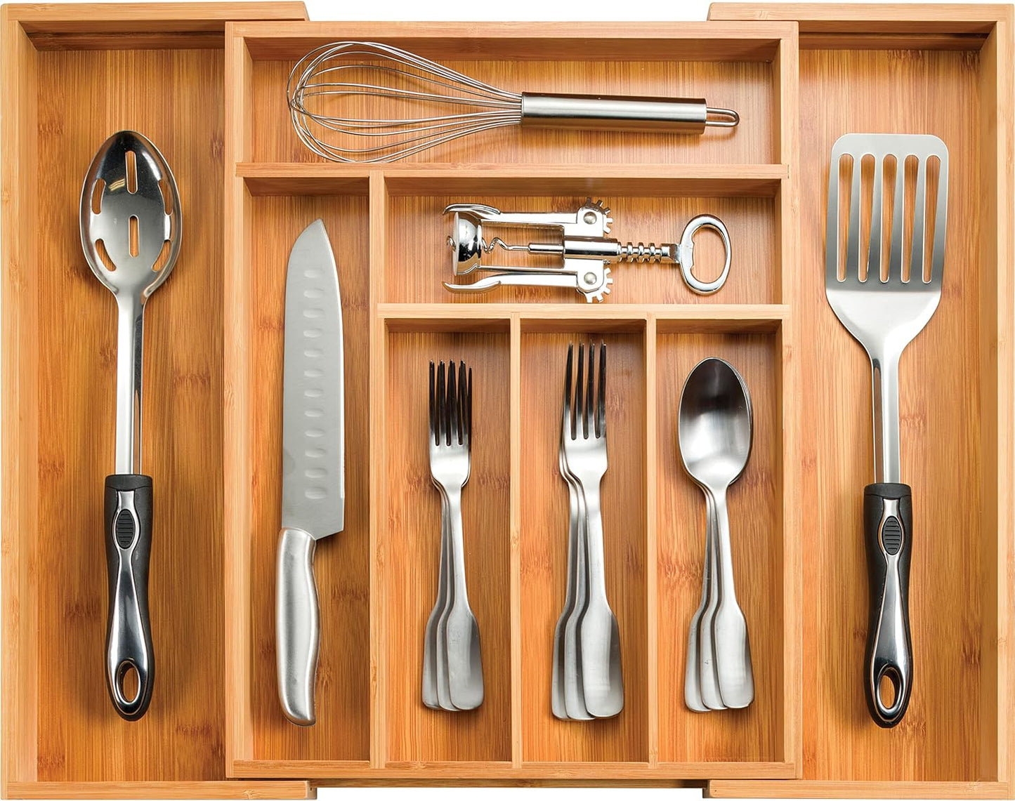 Bamboo Expandable Drawer Organizer for Utensils