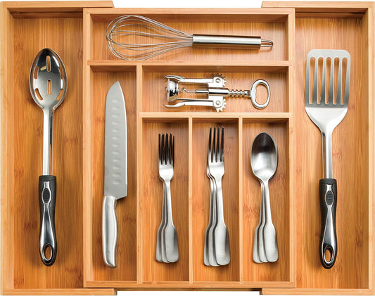 Bamboo Expandable Drawer Organizer for Utensils
