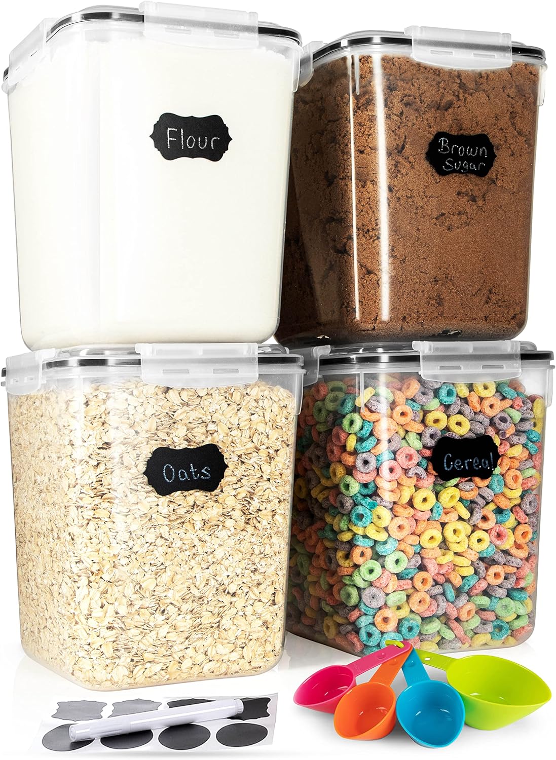 Flour Sugar Storage Containers (5.3L/4pk) Great Rice Canisters Sets For The Kitchen pantry