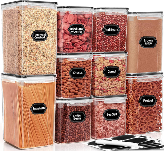 Large Airtight Food Storage Containers with Lids, 10PCS Plastic Cereal Storage Containers