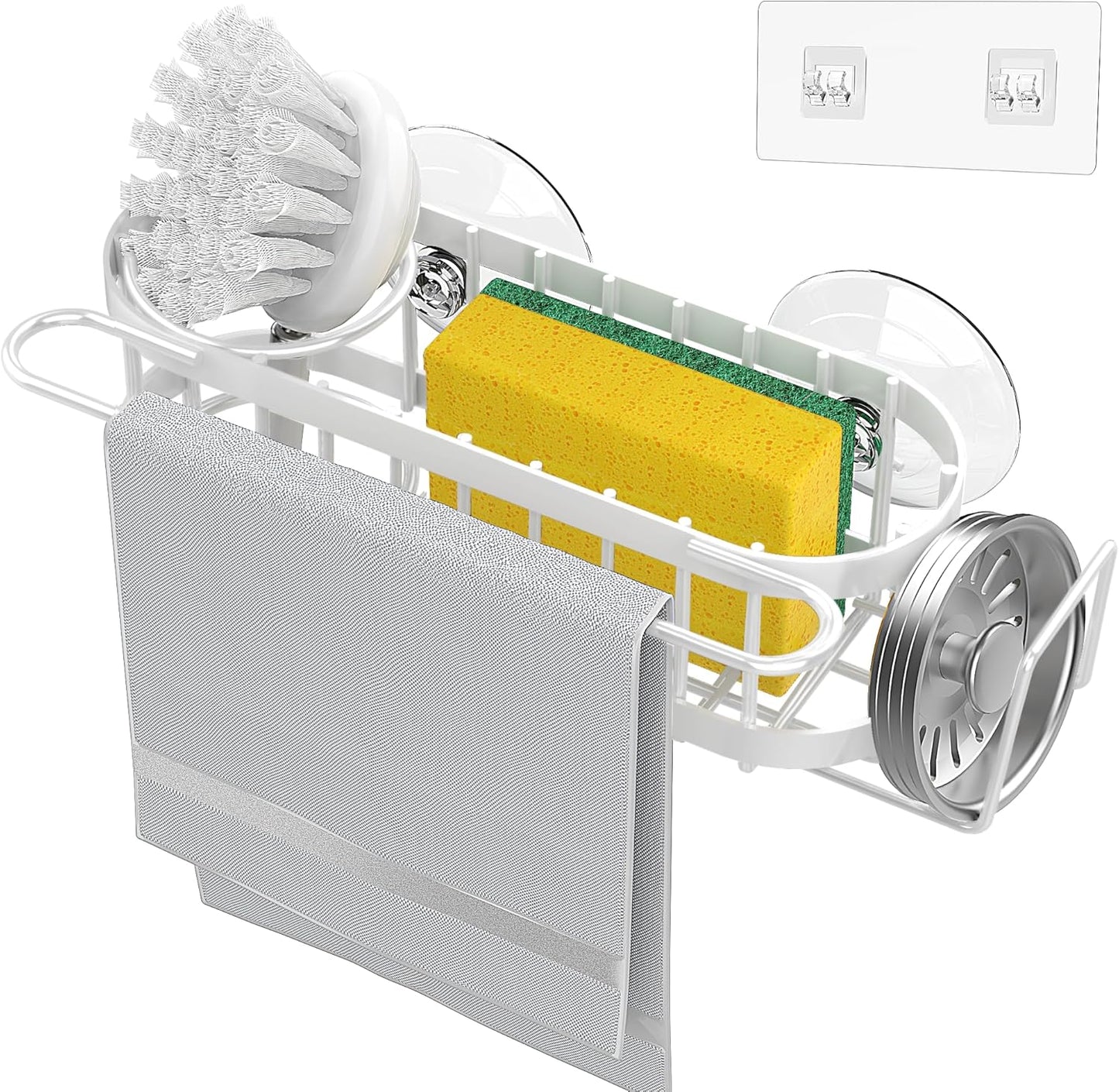 Kitchen Sink Caddy Sponge Holder in The Sink, Stainless Steel Kitchen Sink Organizer, Brush Holder