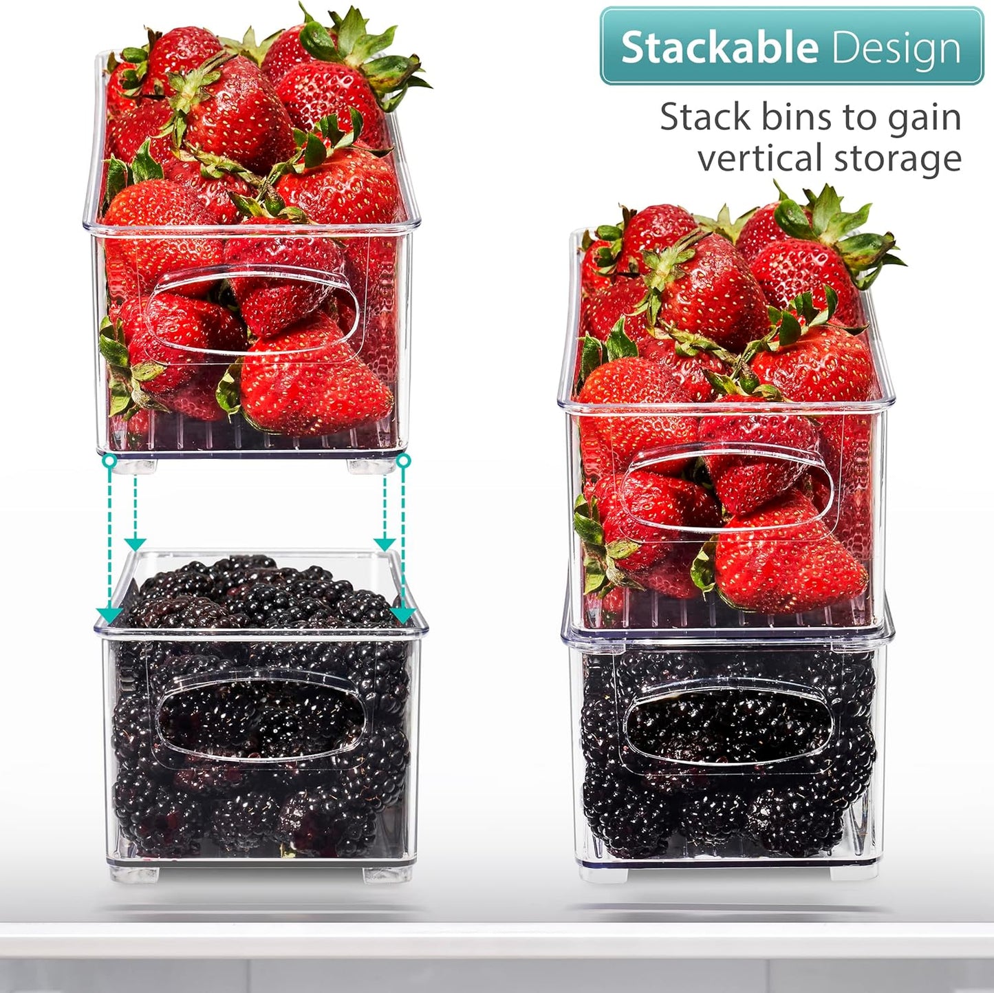 Stackable Refrigerator Organizer Bins - Clear Storage Bins for Kitchen Pantry