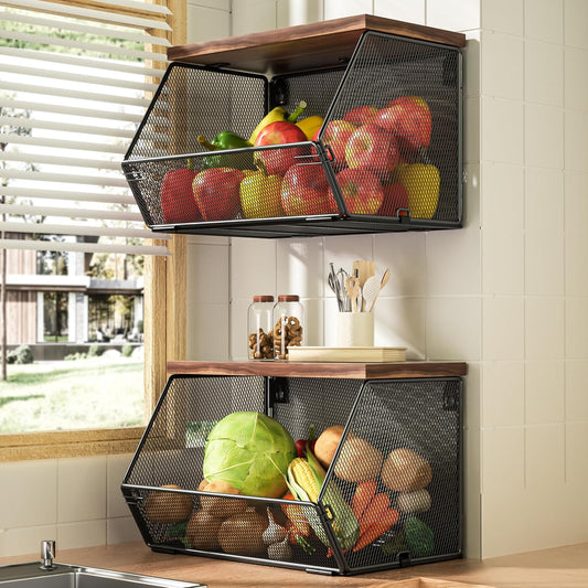 Stackable Fruit Basket for Kitchen Countertop Space Saving